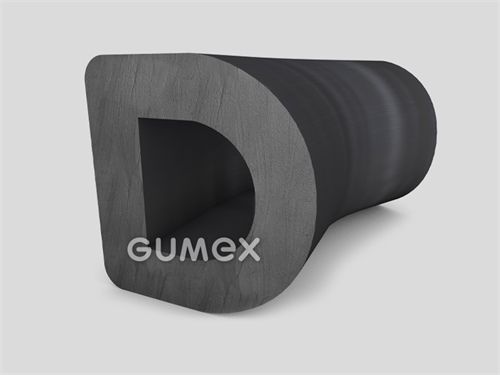 "D" Gummiprofil mit Loch, 84x80/R42mm, 70°ShA, EPDM, -40°C/+100°C, schwarz, 